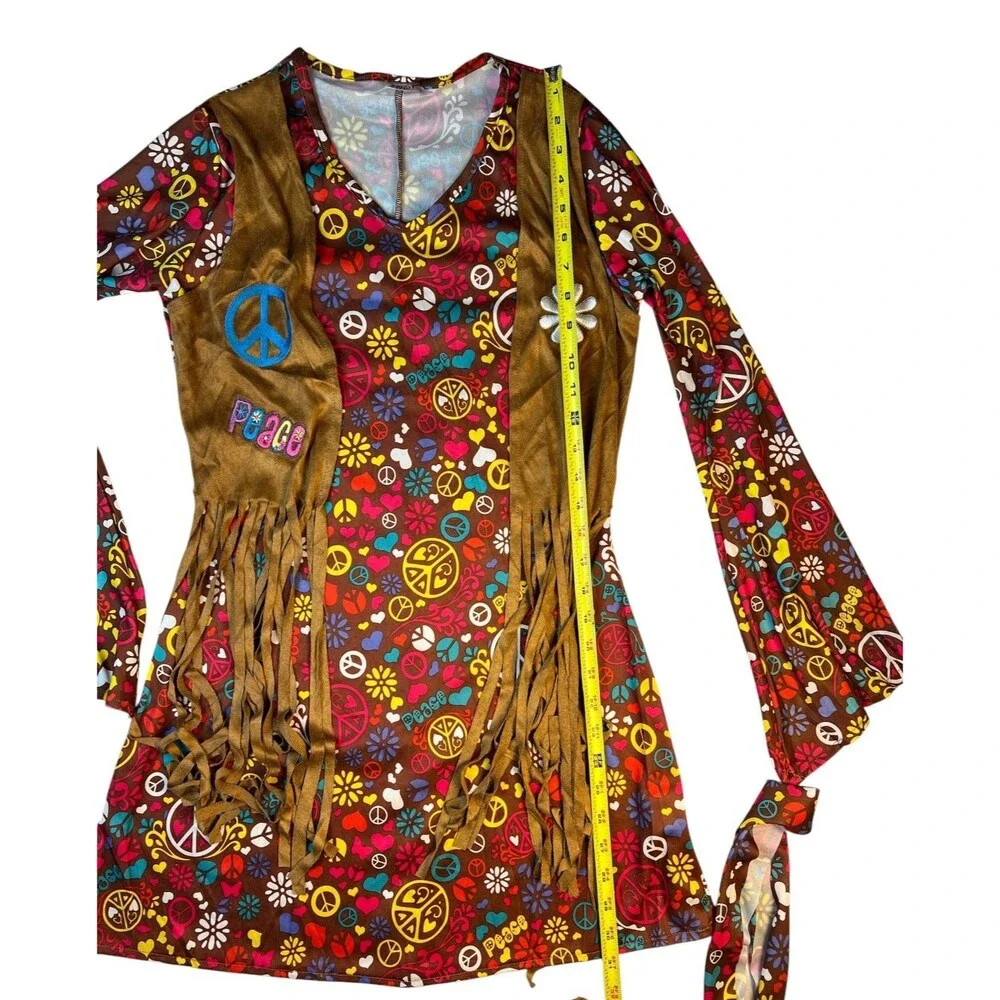Spirit Women's Peace & Love Hippie Halloween Costume  S / M (2-8)  Party 70s - Picture 8 of 10